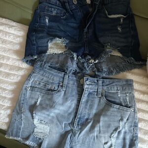 Distressed Denim Shorts Set